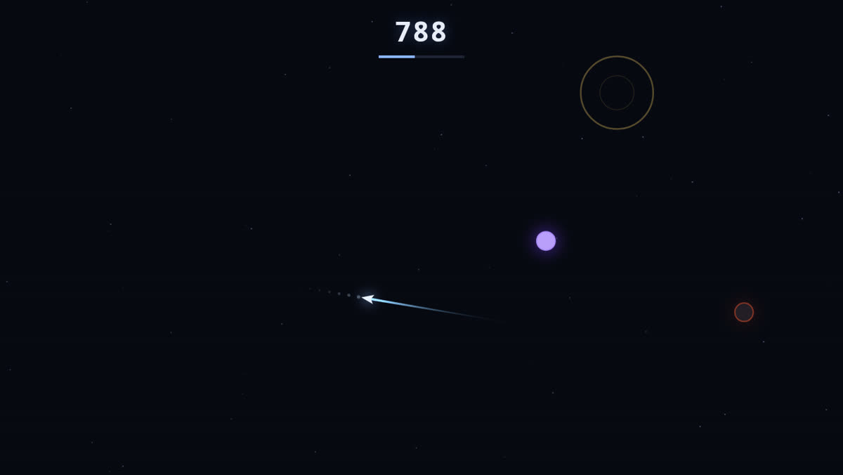 PERIGEE: slingshot trail and speed meter